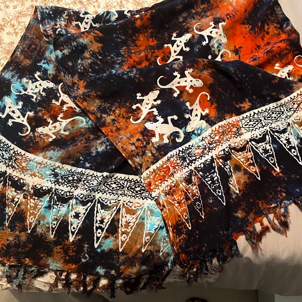 Large Batik Boho Print Wrap/Table Cover w/Fringe